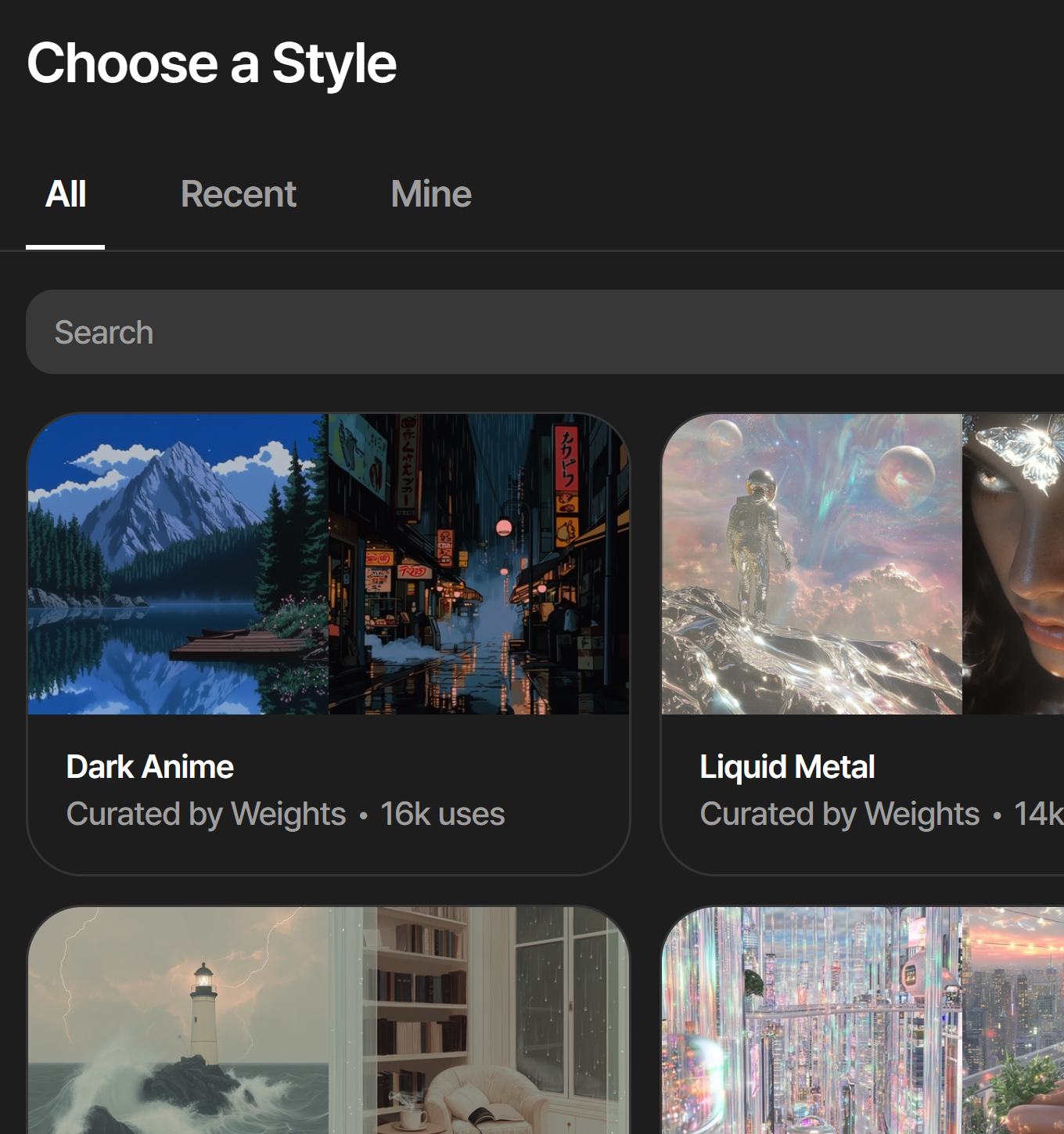 Choosing a style on Voyages