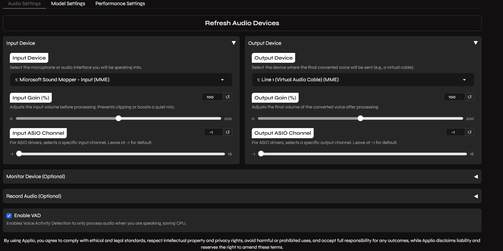 Audio Settings