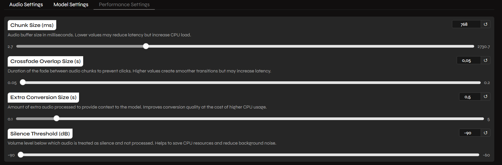 Performance Settings