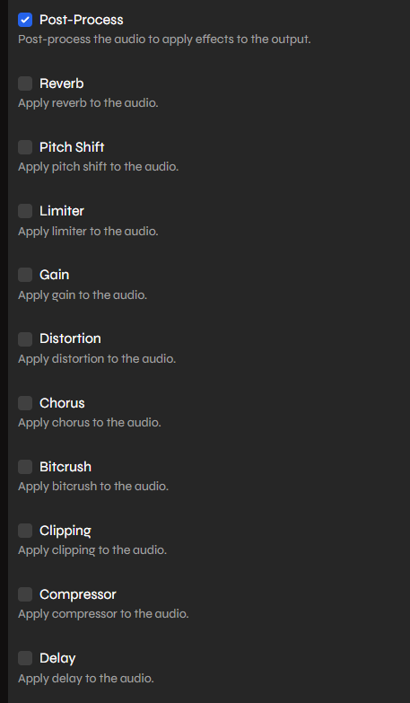 Post Process Audio Effects