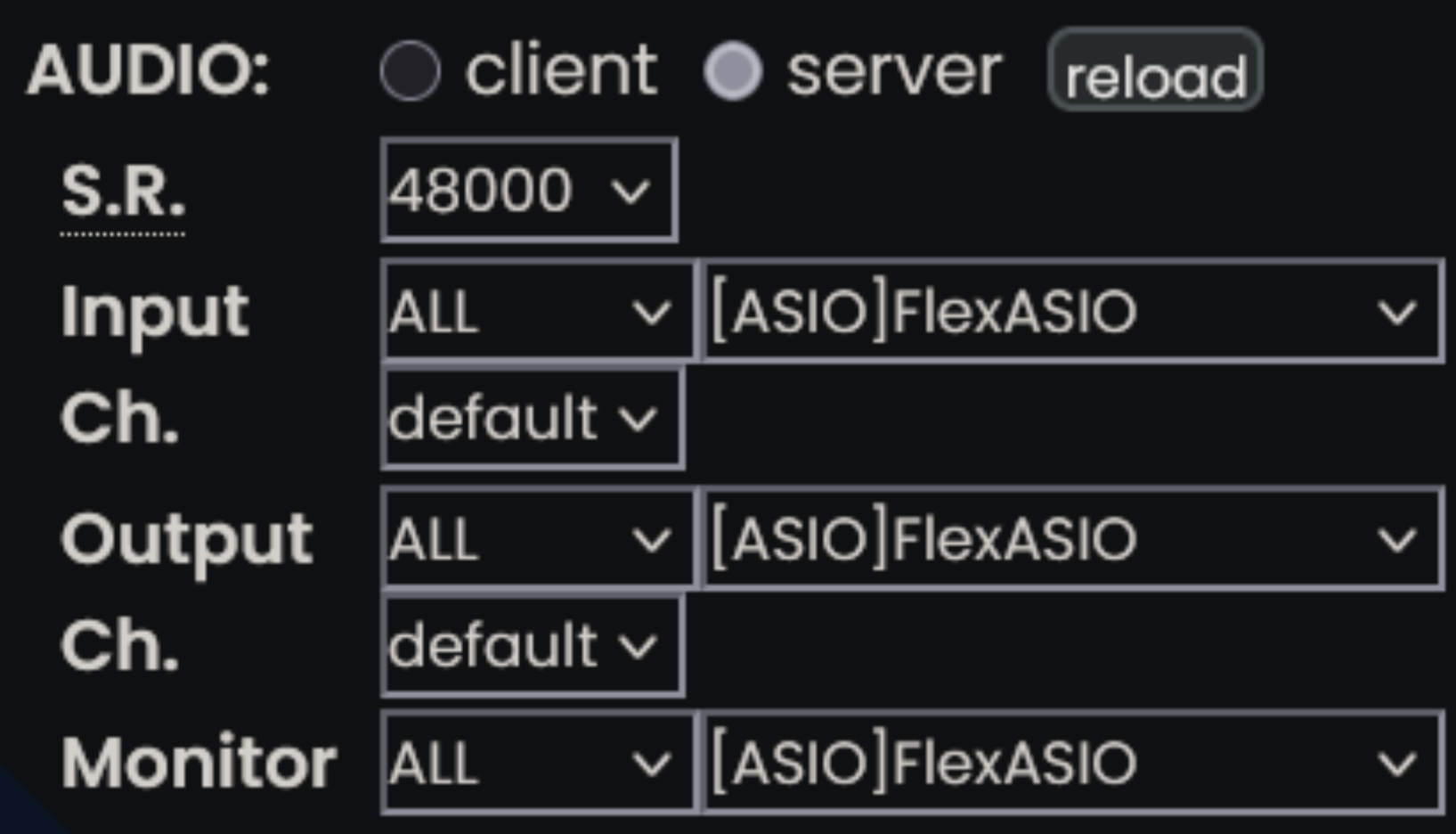 Wokada FlexASIO Server Settings