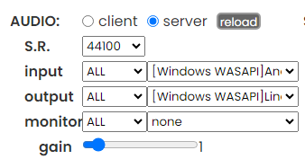 Wokada WASAPI Server Settings