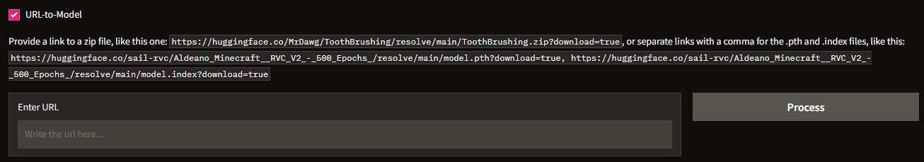 URL-to-Model toggle expanded