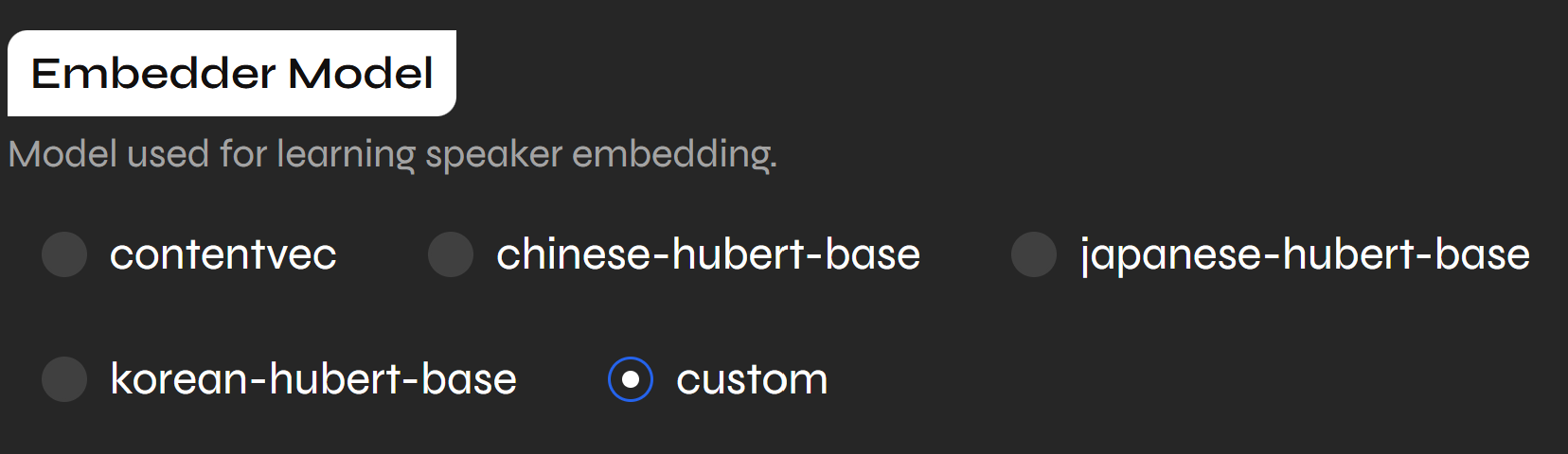 Embedder Models Options